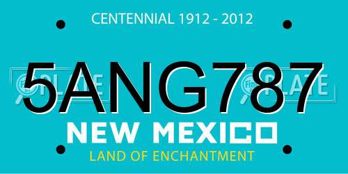 5ANG787 New Mexico License Plate
