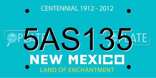 5AS135 New Mexico License Plate