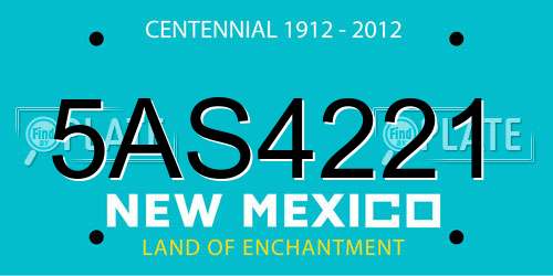 5AS4221 New Mexico License Plate