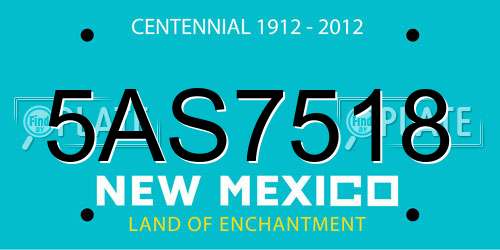 5AS7518 New Mexico License Plate