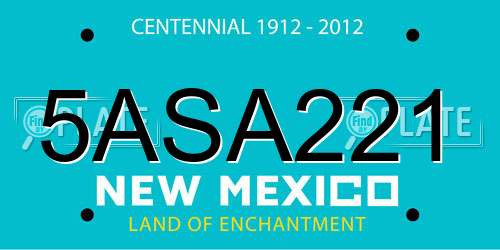 5ASA221 New Mexico License Plate