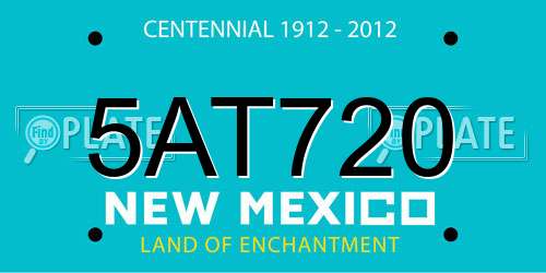 5AT720 New Mexico License Plate