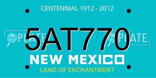 5AT770 New Mexico License Plate