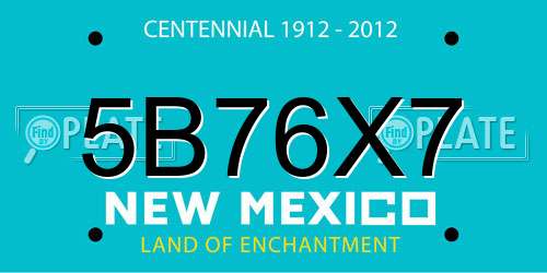 5B76X7 New Mexico License Plate