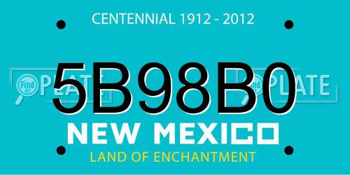 5B98B0 New Mexico License Plate