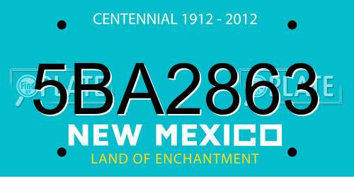 5BA2863 New Mexico License Plate