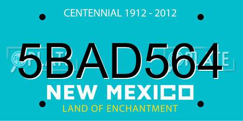 5BAD564 New Mexico License Plate