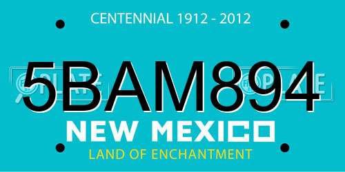 5BAM894 New Mexico License Plate