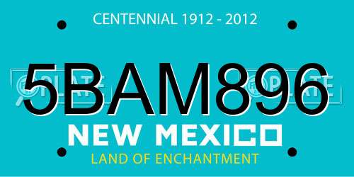 5BAM896 New Mexico License Plate