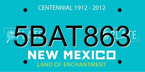 5BAT863 New Mexico License Plate