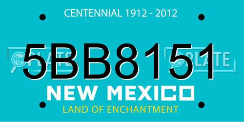 5BB8151 New Mexico License Plate