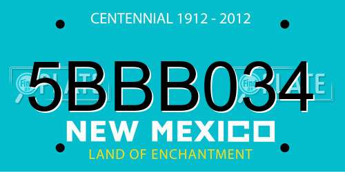 5BBB034 New Mexico License Plate