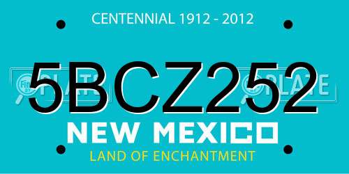 5BCZ252 New Mexico License Plate
