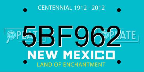 5BF962 New Mexico License Plate
