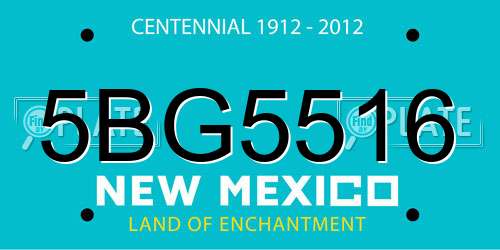 5BG5516 New Mexico License Plate