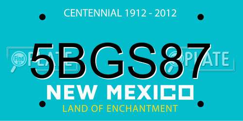 5BGS87 New Mexico License Plate