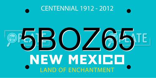 5BOZ65 New Mexico License Plate