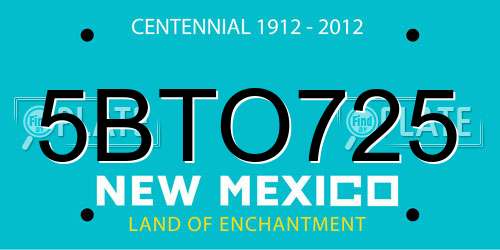 5BTO725 New Mexico License Plate