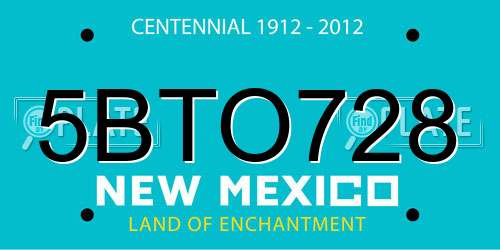 5BTO728 New Mexico License Plate