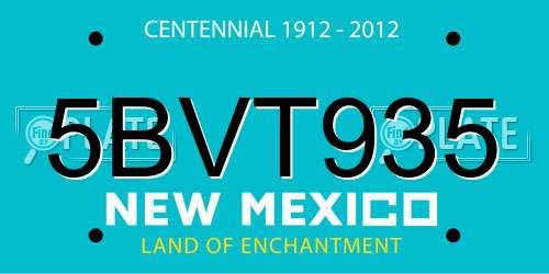 5BVT935 New Mexico License Plate