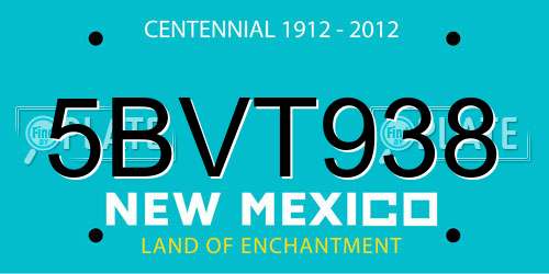 5BVT938 New Mexico License Plate