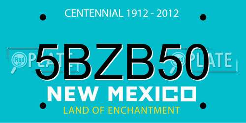 5BZB50 New Mexico License Plate