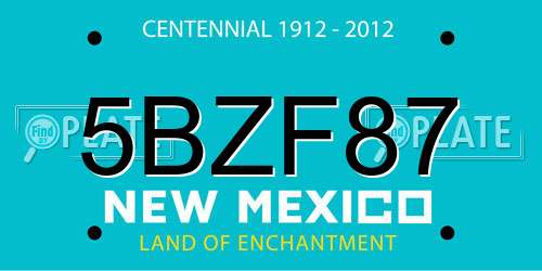 5BZF87 New Mexico License Plate