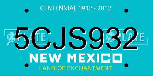 5CJS932 New Mexico License Plate