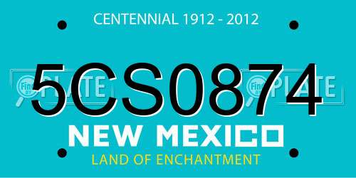 5CS0874 New Mexico License Plate