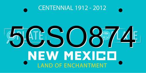 5CSO874 New Mexico License Plate