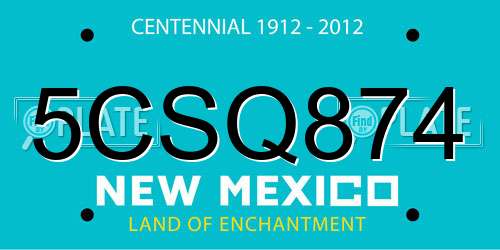 5CSQ874 New Mexico License Plate