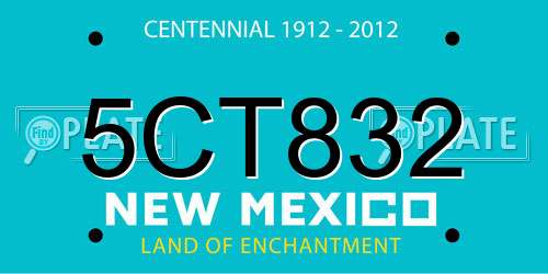 5CT832 New Mexico License Plate