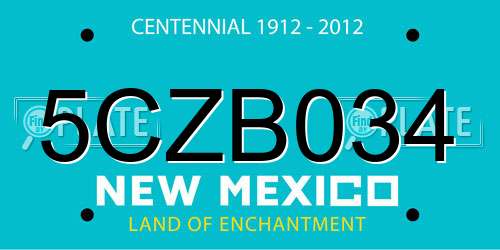 5CZB034 New Mexico License Plate