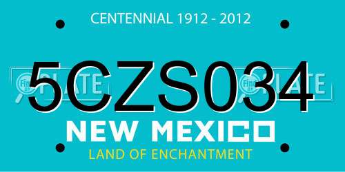 5CZS034 New Mexico License Plate
