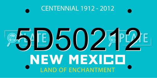 5D50212 New Mexico License Plate