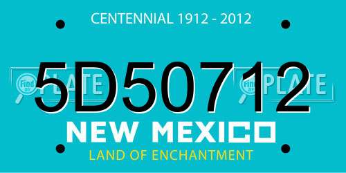 5D50712 New Mexico License Plate