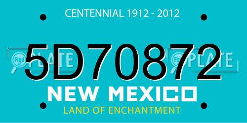 5D70872 New Mexico License Plate