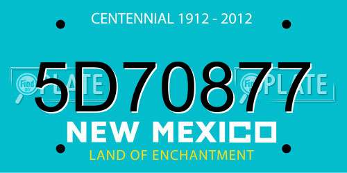 5D70877 New Mexico License Plate