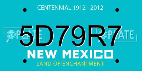 5D79R7 New Mexico License Plate