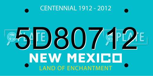 5D80712 New Mexico License Plate
