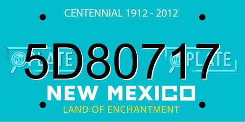 5D80717 New Mexico License Plate
