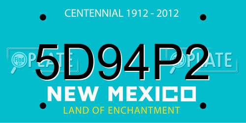 5D94P2 New Mexico License Plate