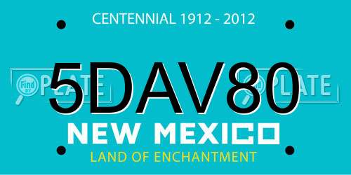 5DAV80 New Mexico License Plate