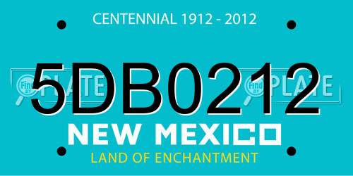5DB0212 New Mexico License Plate