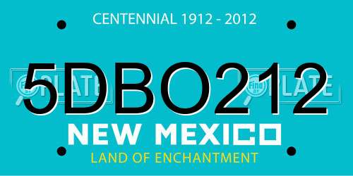 5DBO212 New Mexico License Plate