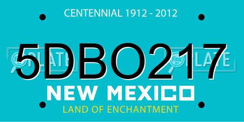 5DBO217 New Mexico License Plate