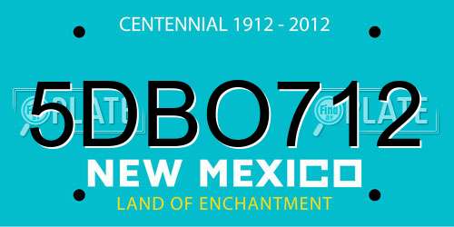 5DBO712 New Mexico License Plate