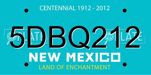 5DBQ212 New Mexico License Plate
