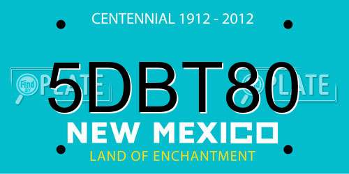 5DBT80 New Mexico License Plate