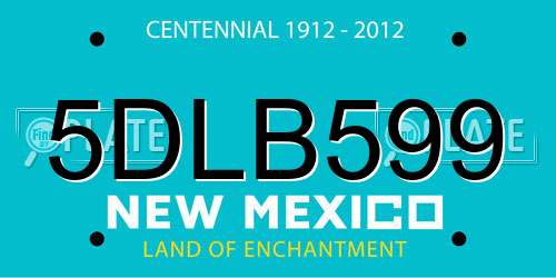 5DLB599 New Mexico License Plate